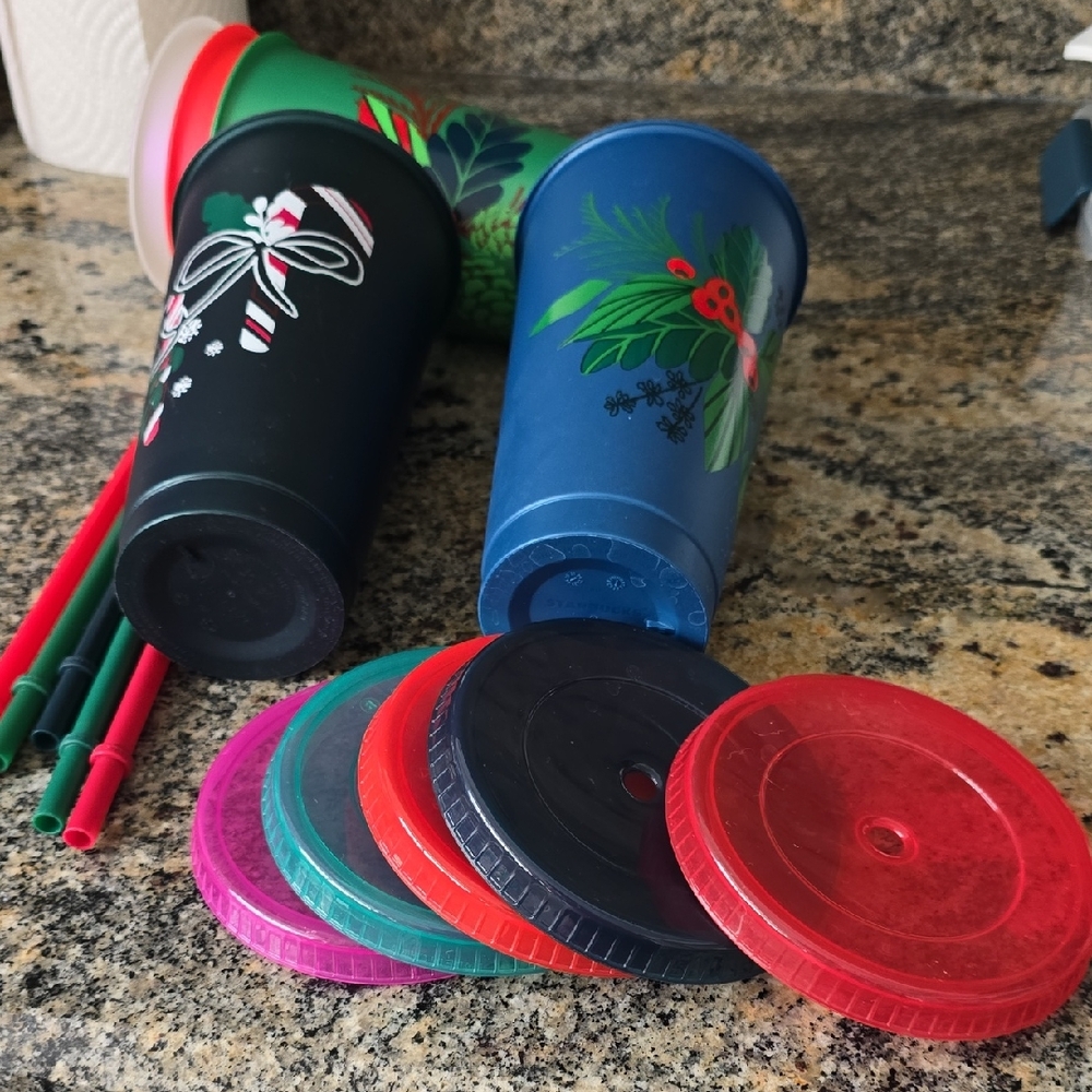Starbucks Holiday Tumblers with Lids And Straws